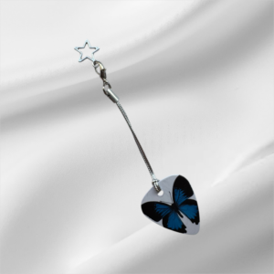 Dark Blue Butterfly Silver Star Clasp Opener works with Pandora / Chamilia Charm Bracelets