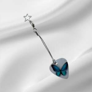Winter 2002 Light Blue Butterfly Silver Star Clasp Opener works with Pandora / Chamilia Charm Bracelets