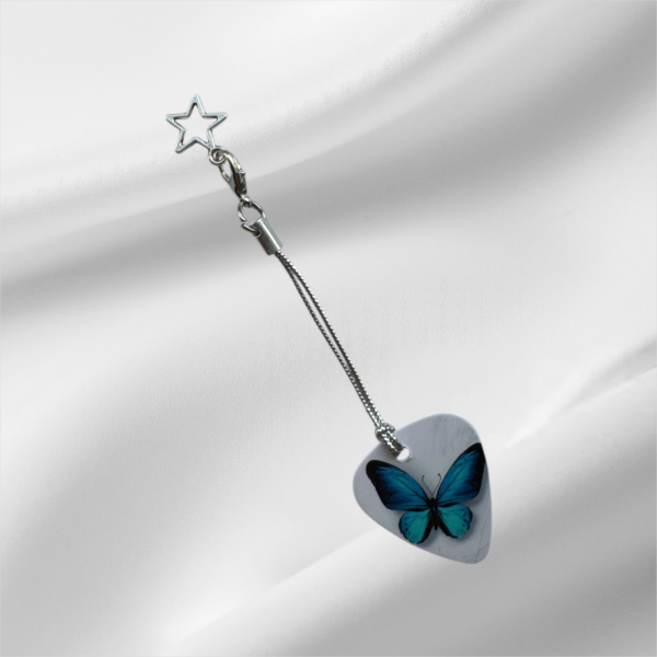 Winter 2002 Light Blue Butterfly Silver Star Clasp Opener works with Pandora / Chamilia Charm Bracelets