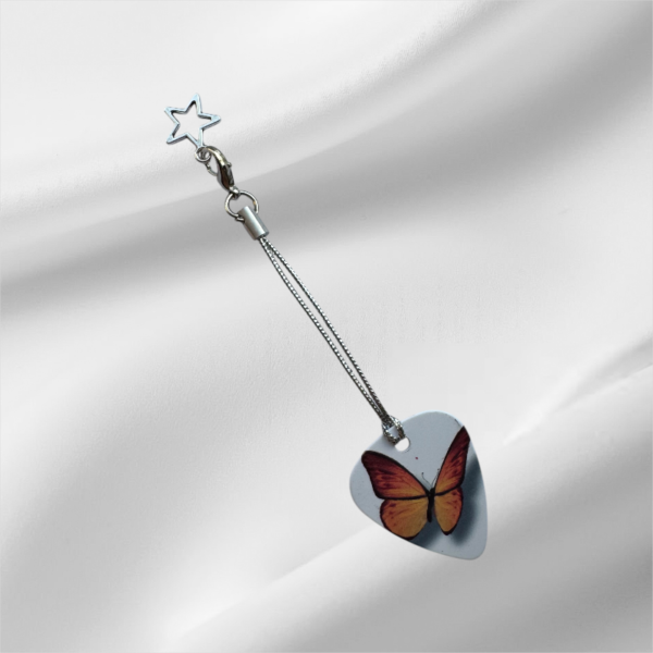 Orange Butterfly Silver Star Clasp Opener works with Pandora / Chamilia Charm Bracelets